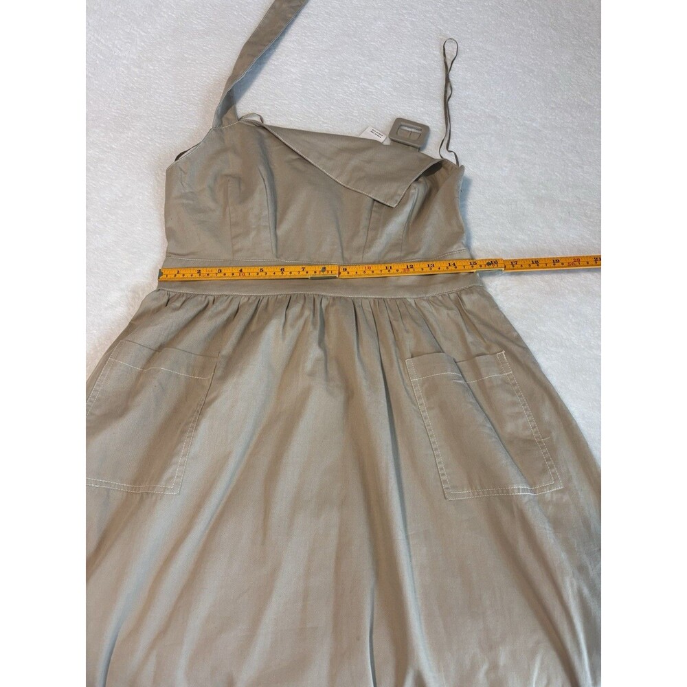 Anthropologie Porridge Halter Preppy Utility Midi Dress Sz Md Taupe - Picture 5 of 7